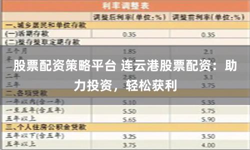 股票配资策略平台 连云港股票配资：助力投资，轻松获利